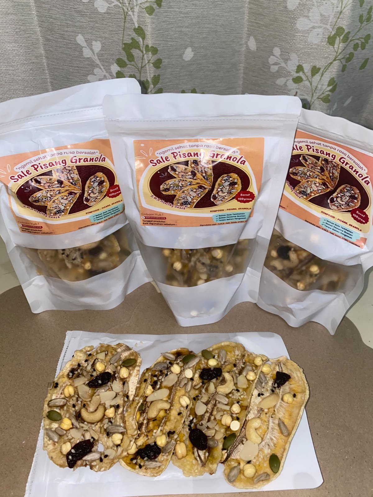 Pisang Sale Granola dalam beberapa kemasan